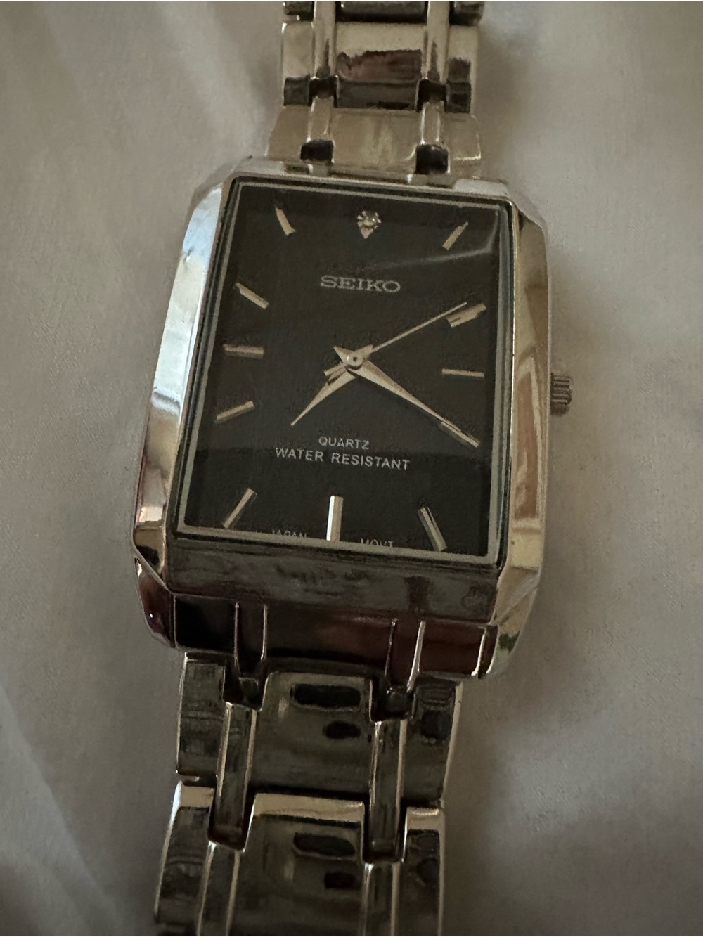 Seiko Silver Stainless Steel Watch with Black Dial - Picture 2 of 7